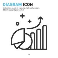 Diagram icon vector with outline style isolated on white background. Vector illustration chart, graph sign symbol icon concept for business, finance, industry, company, apps, web and all project