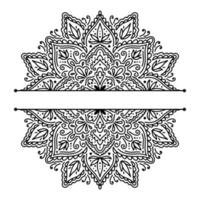 Graphic half for inscription round mandala abstract isolated in white background..Boho indian shape.Ethnic oriental style. vector