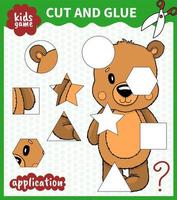 Children board animal game cut shape and glue in place for preschoolers and primary school students worksheets.Page read and match for kids educational book vector