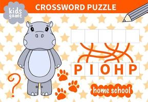 Children board animal game crossword for preschoolers and primary school students worksheets.Page read and match for kids educational book vector