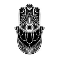 Graphic hamsa hand traditional abstract  isolated in white background.Boho indian shape.Ethnic oriental style. vector