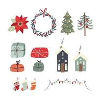 set of design elements for christmas holidays decoration vector