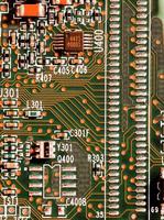 primer plano de detalles de microchips foto