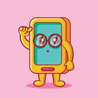 geek smartphone mascot isolated cartoon vector illustration