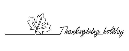 continuous line thanksgiving holiday banner fall leaves vector