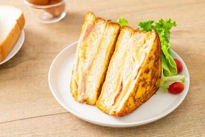 homemade sandwich ham cheese with salad photo