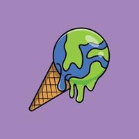 Ice Cream Earth Drip Melted Illustration vector