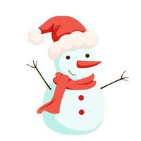 A snowman in a Santa hat