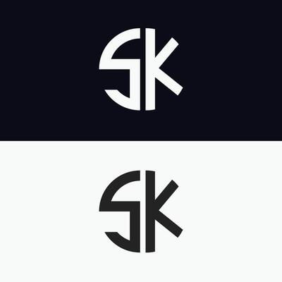 SK letter logo vector template Creative modern shape colorful monogram Circle logo company logo grid logo