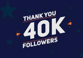 40k followers thank you colorful celebration template social media 40000 followers achievement banner vector