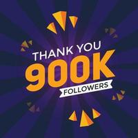 900k followers thank you colorful celebration template social media followers achievement congratulation 900000 followers vector