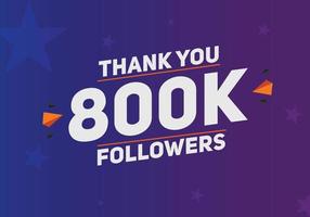 800k seguidores gracias plantilla de celebración colorida seguidores de redes sociales logro felicitaciones vector