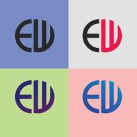 EW letter logo vector template Creative modern shape colorful monogram Circle logo company logo grid logo