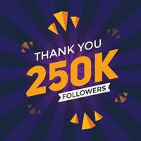 250k followers thank you colorful celebration template social media 250000 followers achievement banner vector