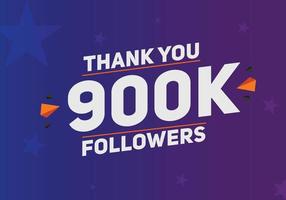 900k followers thank you colorful celebration template social media followers achievement congratulation 900000 followers vector