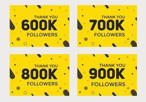 set of thank you followers colorful banner Thank you followers Banners 600k 700k 800k 900k followers social midea banner vector