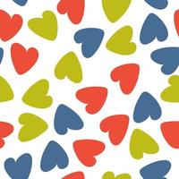 seamless pattern with colorful hearts. Blue, red, green colors vector