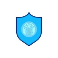 Cyber security illustration. Fingerprint, vector in flat design