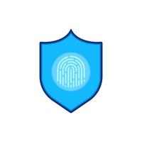 Cyber security illustration. Fingerprint, vector in flat design