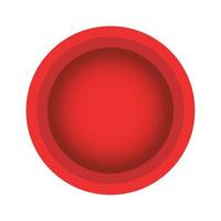 Red button logo. Vector illustration in flat design