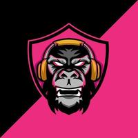 gorilla esport mascot logo vector