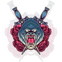 Gorilla Head Mascot Illustration vector