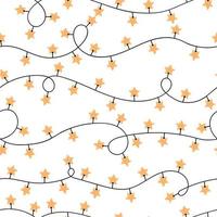 Vector modern colorful seamless background with illustrations of twinkle lights Christmas decorations. Use it for wallpaper, textile print, pattern fills, web page, surface textures, wrapping paper