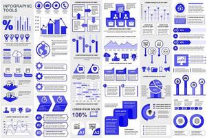 Bundle infographic elements data visualization vector design template. Mega set. Can be used for steps, business processes, workflow, diagram, flowchart concept, timeline, icons, info graphics.