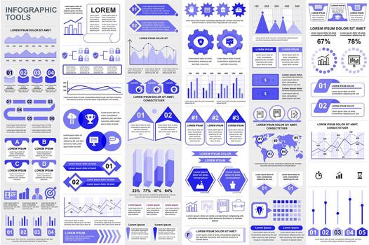 Bundle infographic elements data visualization vector design template. Mega set. Can be used for steps, business processes, workflow, diagram, flowchart concept, timeline, icons, info graphics.