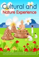 Cultural, nature experience brochure template. Asian tourism. Flyer, booklet, leaflet concept with flat illustrations. Vector page cartoon layout for magazine. advertising invitation with text space