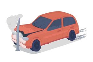 Car frontal collision against pole semi flat color vector object