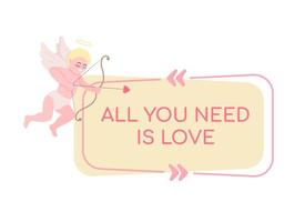 All you need is love vector quote box with flat character