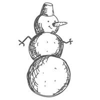 Happy Snowman Winter hand drawn vector