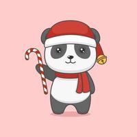 Cute Cartoon Christmas Panda Bear vector