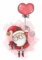 Watercolor Santa Claus With Present And Balloon vector