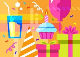 Banner de feliz cumpleaños con diferentes atribuciones. vector