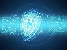 abstract cyber security shield circuit futuristic technology vector
