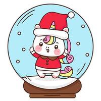 Santa unicorn in Christmas ball kawaii cartoon