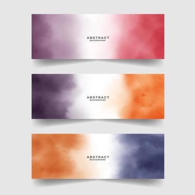 Set of colorful watercolor background for banner or card.