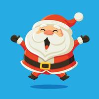 Santa Claus character design. Santa Claus jumping excitedly with mouth open big. Vector