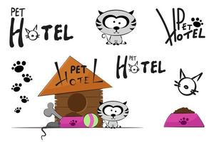 conjunto de hotel para mascotas. vector