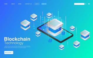 Blockchain Technology Concept. Background Landing Page Template. Vector EPS 10