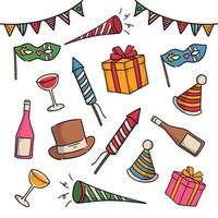 Hand drawn party element collection of new year vector