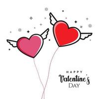 Valentine's Day Card Design with Two Floating Hearts Lovely vector