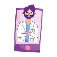 covid 19 coronavirus smartphone doctor consultation isolated icon white background vector