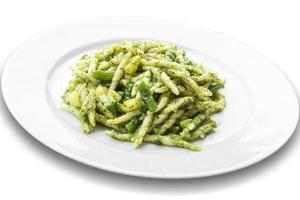 Plate of trofie pasta with Genoese pesto photo