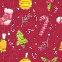 Seamless Pattern with Christmas Objects