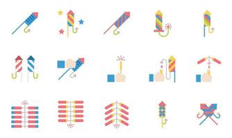 Fireworks  Icons Flat  Vector Illustration , celebration, sparkle, party