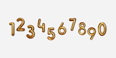 golden balloons shape of the number. 3d golden balloons number. realistic golden balloons number. rounded golden font. decoration for party, birthday, wedding, and christmas. isolated design vector