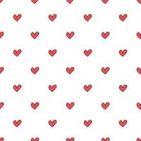 Seamless pattern. Doodle style hand drawn. Nature, animals and elements. Vector illustration. Red hearts on a white background.
